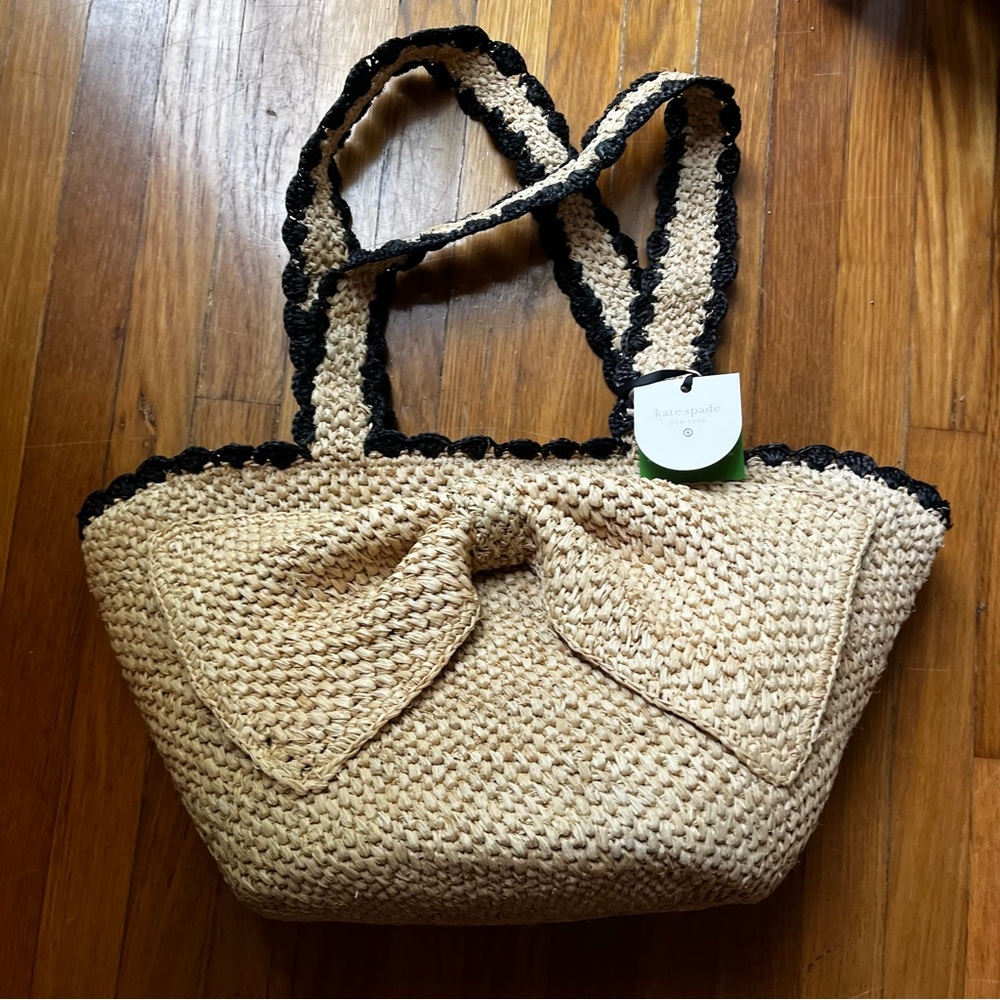 NWT! kate spade new york x Target Raffia Bow Tote Bag in Natural FIRM PRICE